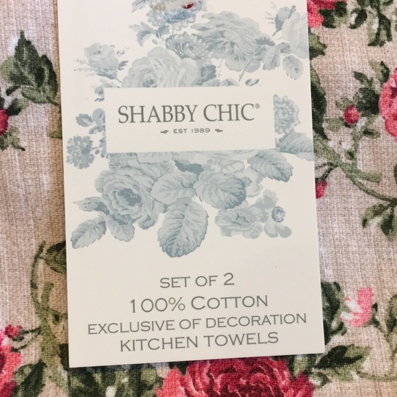 Shabby Chic Rose Garden Eyelette Lace Trimmed Farmhouse Kitchen Towels CottonNWT - Picture 5 of 16